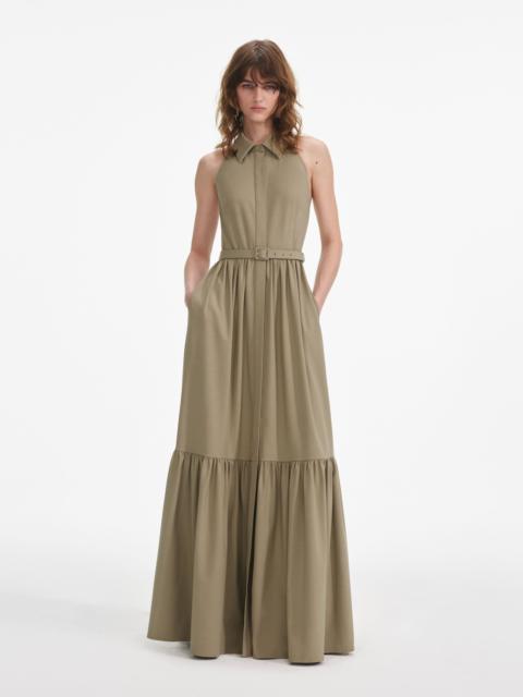 self-portrait Beige Sleeveless Twill Maxi Dress
