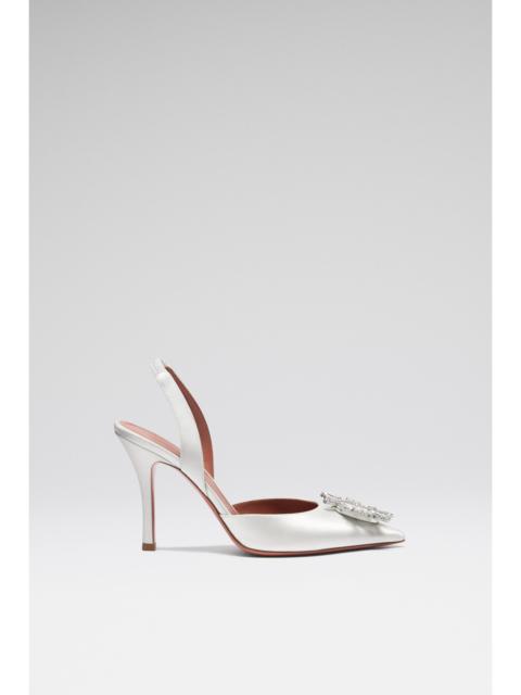 Amina Muaddi BEGUM SLING 95 WHITE SATIN