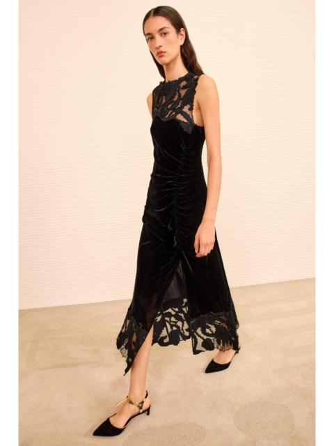 ULLA JOHNSON Rosaria Embroidered Ruched Dress