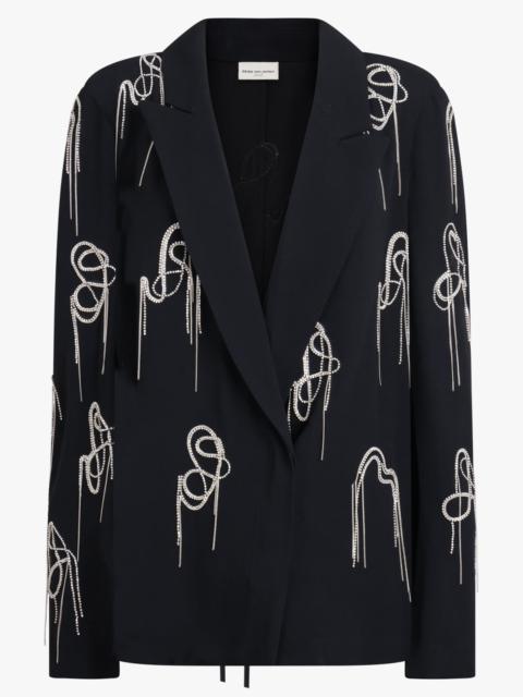 Dries Van Noten CAPLANA EMBELLISHED DOUBLE BREASTED JACKET | BLACK