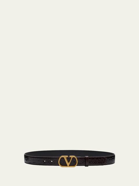 Valentino VLogo Signature Crocodile Belt, 30mm