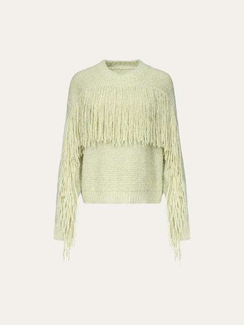DIANE VON FURSTENBERG x Henry Zankov Cornelia Fringed Shimmer-Knit Sweater