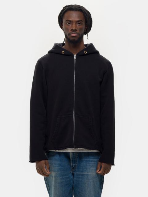 LES TIEN Raw Zip Hoodie in Jet Black