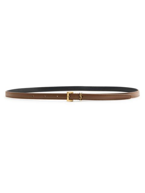 SAINT LAURENT Saint Laurent Cassandre Extra Thin Logo Leather Belt