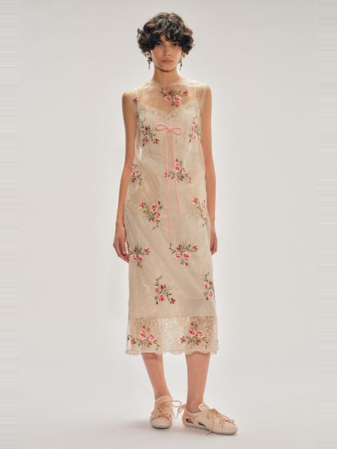 Simone Rocha Sheer Frayed Contour Dart Dress