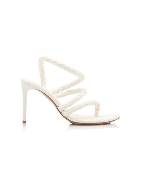 Bottega Veneta Leaf Braided Leather Sandals white