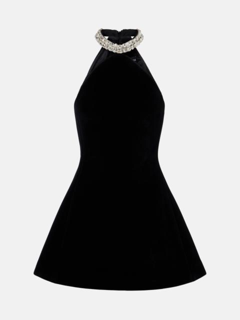 David Koma Crystal-embellished halterneck minidress