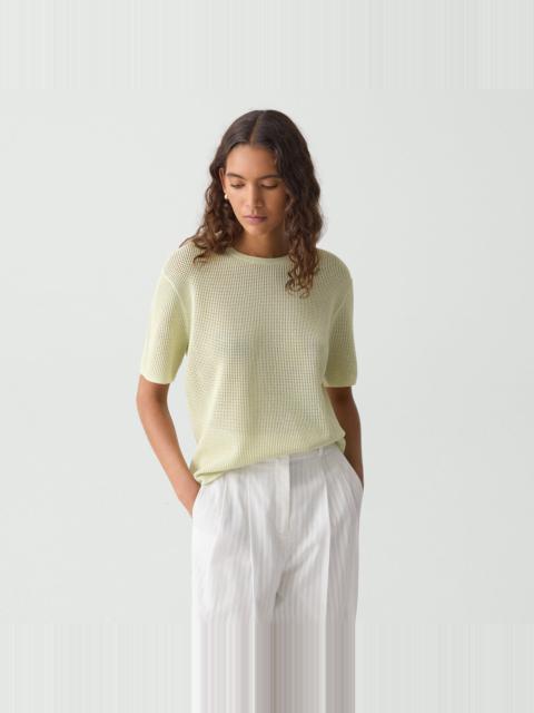Theory Pointelle Tee in Crepe Knit