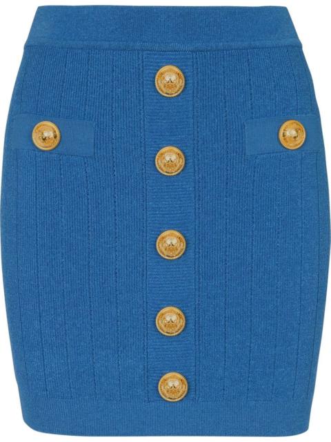 Balmain Embossed Buttons Knit Mini Skirt