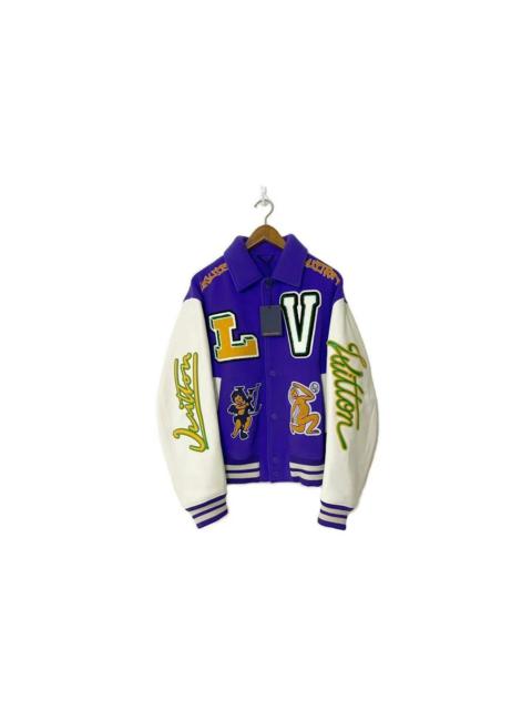 Louis Vuitton Purple frog leather varsity jacket