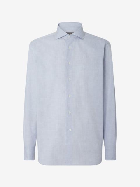 CORNELIANI Cotton shirt with Grey/light Blue check pattern