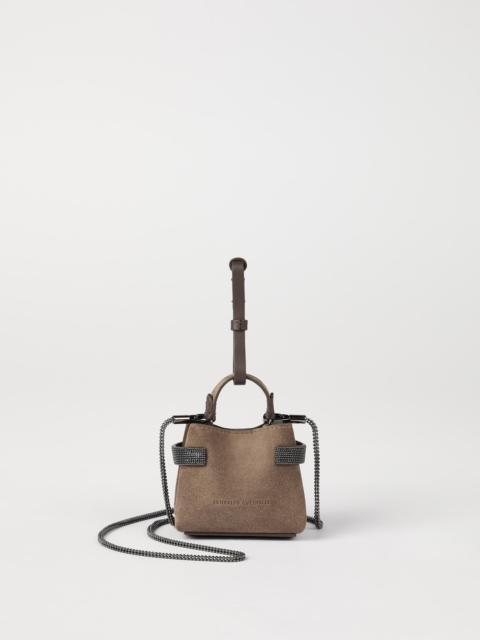 Brunello Cucinelli Essence precious micro top-handle bag in suede with  precious chain