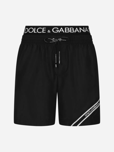 Dolce & Gabbana Mid-length swim trunks with branded band