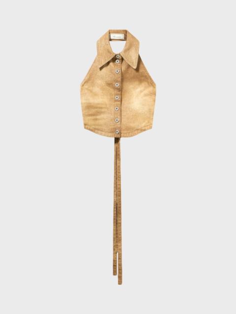 Blumarine STRETCH BULL DENIM PRINTED SHIRT-TOP