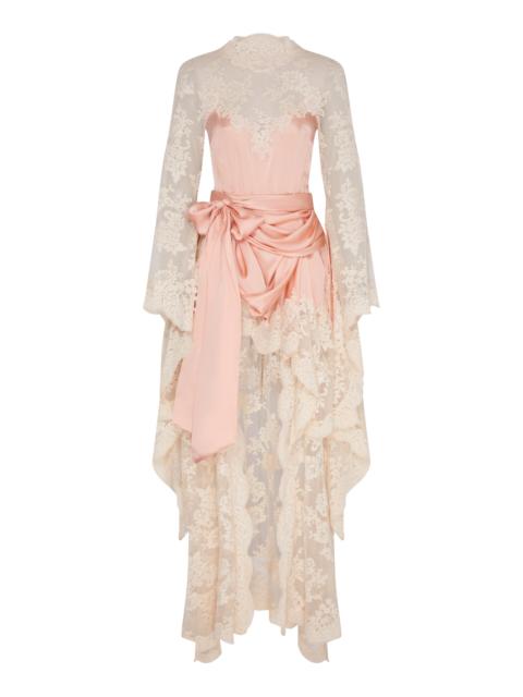 Zimmermann Hypnotic Draped Silk-Satin Dress light pink