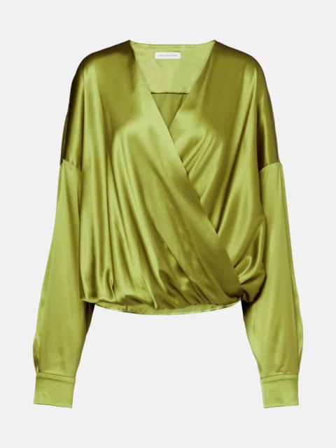 Dries Van Noten Draped silk-blend satin blouse