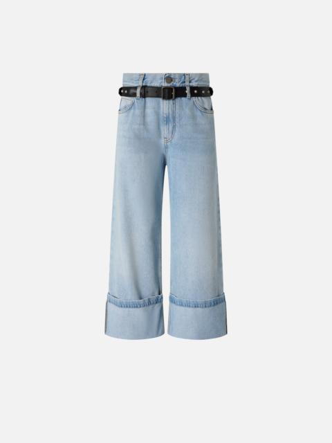 PINKO CROPPED JEANS WITH LEATHER BELT