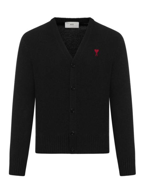 AMI Paris Ami Paris Men V-Neck Knit Cardigan With Embroidered Logo