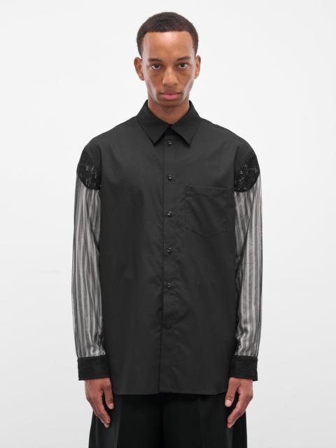 Simone Rocha Black Trapped Patchwork Lace Shirt