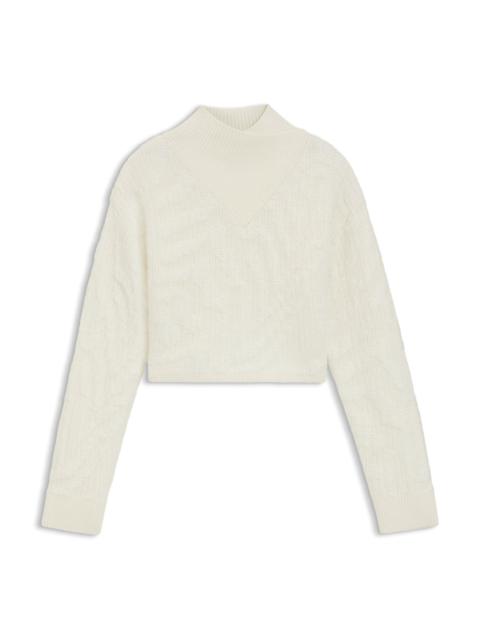 BOSS CROPPED WOOL-BLEND SWEATER WITH LAYERED NECKLINE