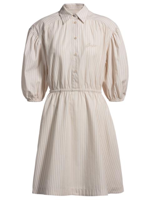BOSS STRIPED-COTTON SHIRT DRESS WITH ELASTICATED WAIST