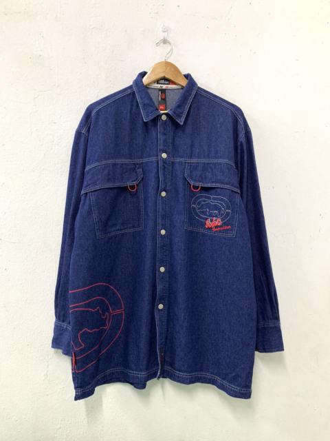 Other Designers Ecko Unltd. - RARE Ecko Function Denim Buttons Up Big Logo