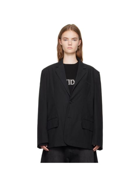 We11done Black Padded Shoulder Blazer