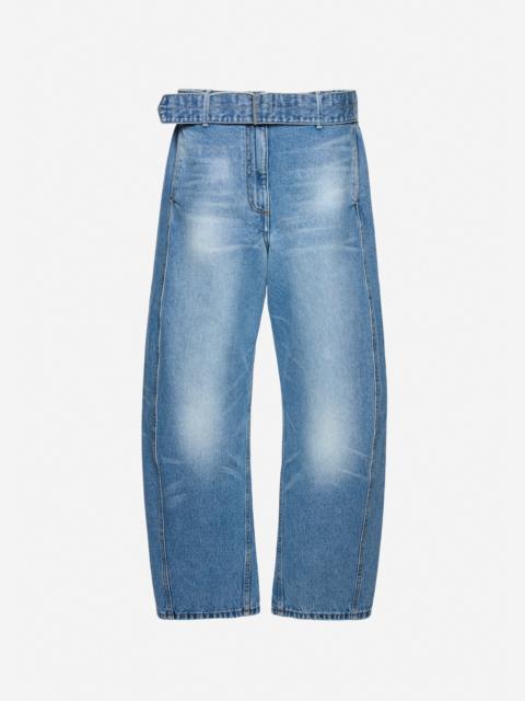 MAGDA BUTRYM Belted wide-leg denim trousers in light blue