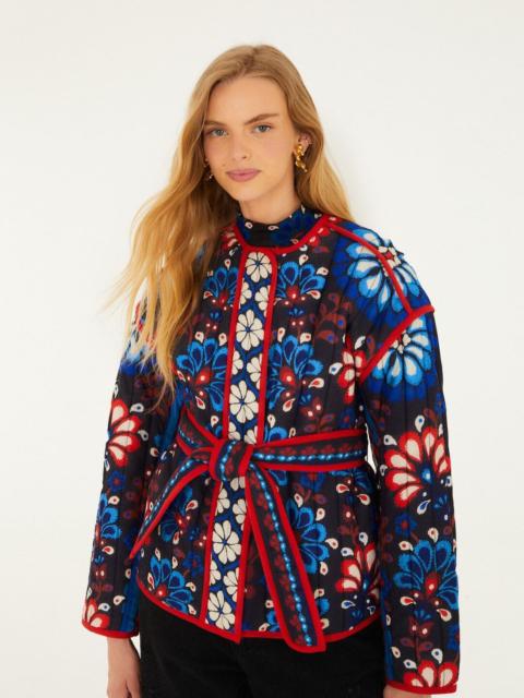 FARM RIO Black Latina Scarf Belted Crop Jacket