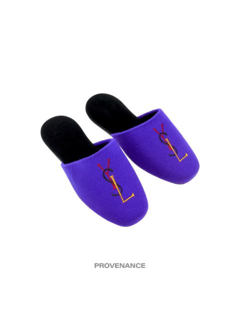 Yves Saint Laurent YSL Velour Logo Slipper - Purple