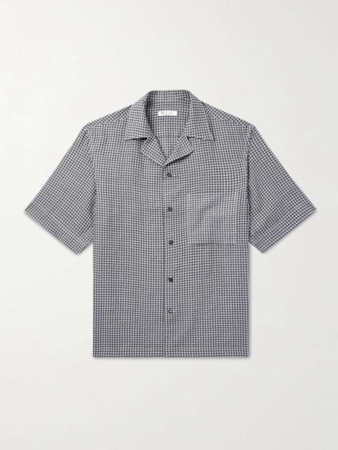 Federico Camp-Collar Checked Linen Shirt