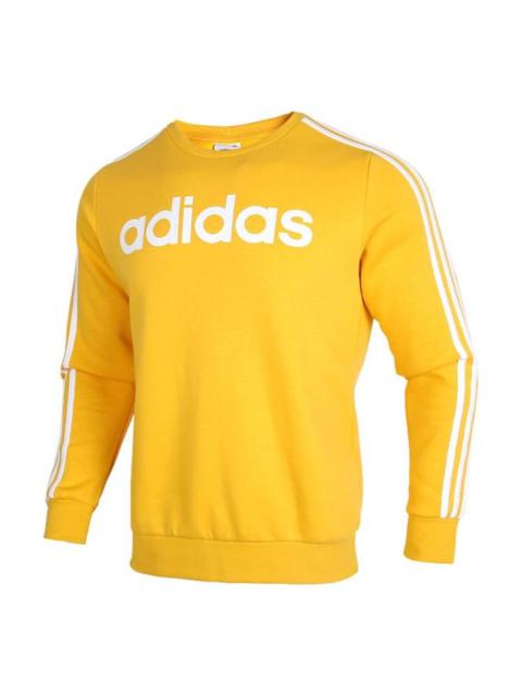 adidas E 3s Crew Fl logo Printing Fleece Stay Warm Casual Sports Pullover Round Neck Yellow GD5387