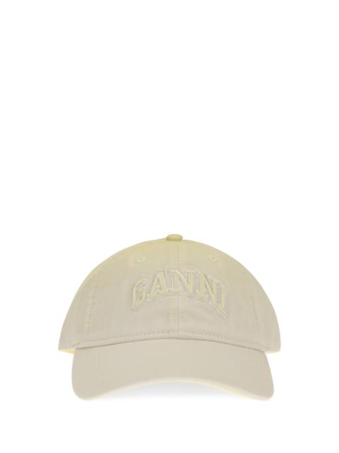 GANNI Ganni Cotton Logo Baseball Cap Lemon Meringue