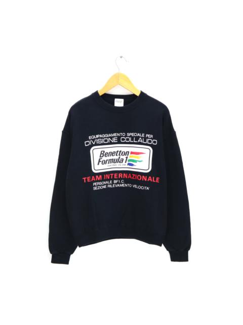 Other Designers Vintage 90s BENETTON FORMULA 1 Team Racing Big Logo Crewneck Sweatshirt Pullover Jumper Size Small