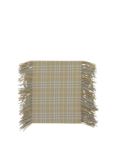BURBERRY CHECK CASHMERE FRINGED SCARF