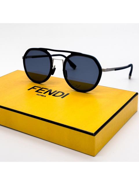 FENDI NEW FENDI FE40040U 90V ROUND BLACK BLUE UNISEX SUNGLASSES