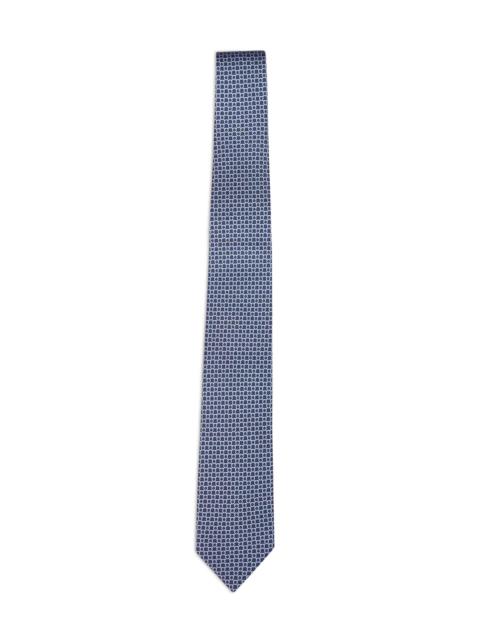 FERRAGAMO Ferragamo Men Dark Blue Gancini Silk Twill Carato Tie