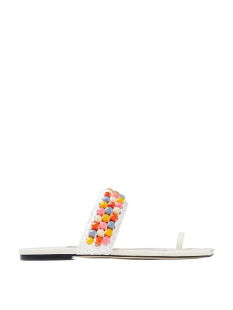 JIMMY CHOO Jimmy Choo Amoure Flat Embellished Raffia Sandals