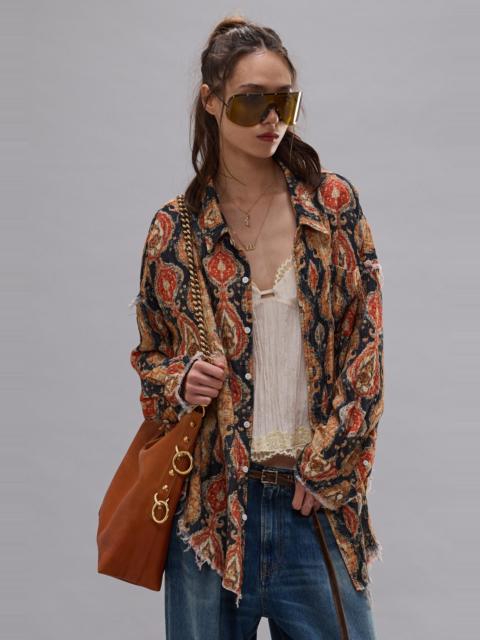 R13 SHREDDED SEAM DROP NECK SHIRT