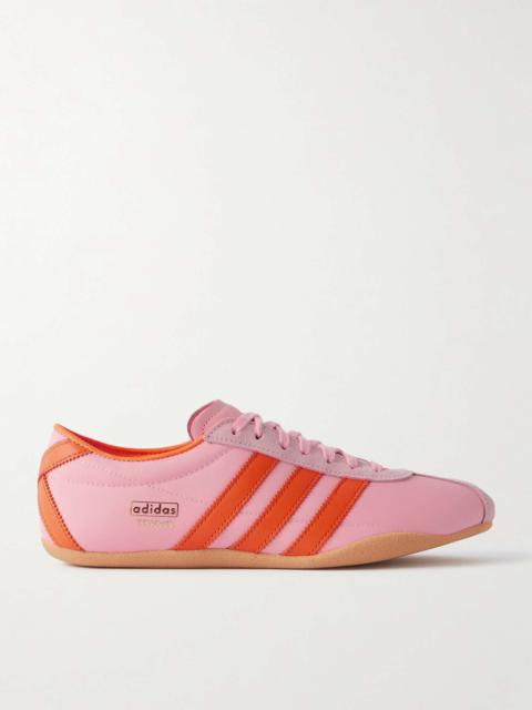 Tokyo W leather and suede-trimmed shell sneakers Bright pink