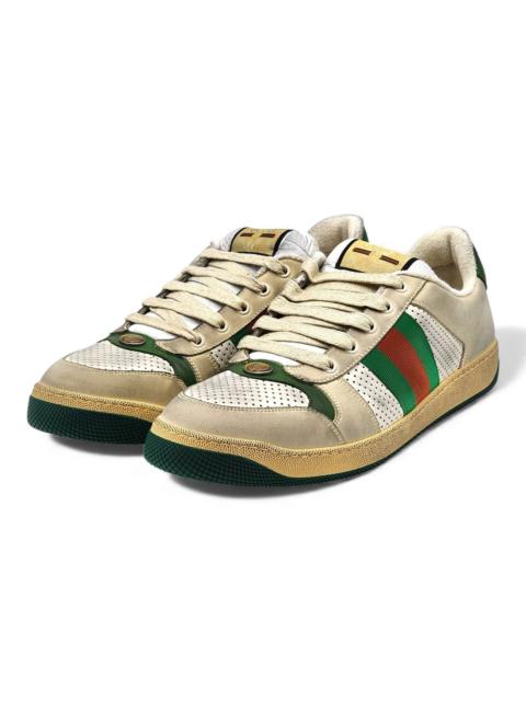 GUCCI Screener Leather Web Sneakers White UK 12 US 13 - $1060