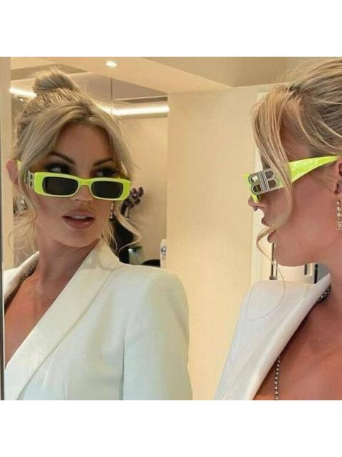 BALENCIAGA NEW Balenciaga  BB0096S 008 Yellow Silver Logo Grey Square Unisex Sunglasses