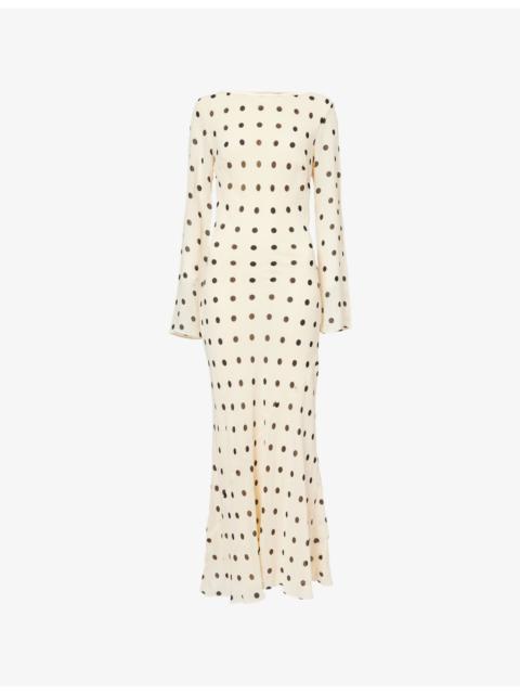 Reformation Esra Polka-Dot woven Midi Dress