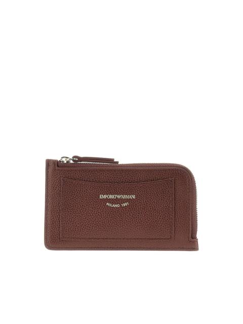 EMPORIO ARMANI Emporio Armani Leather Cardholder Pouch Brown