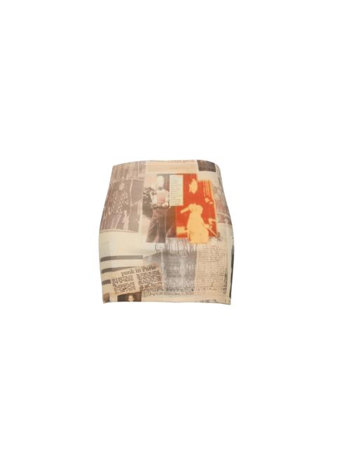 Jean Paul Gaultier COTTON RIBBED MINI SKIRT PRINTED "JOURNAL" / ECR/LIGHTGRY/RED