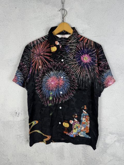Other Designers Japanese Brand - Japanese Clasic Script Traditional Geisha Kimono Print Shirt