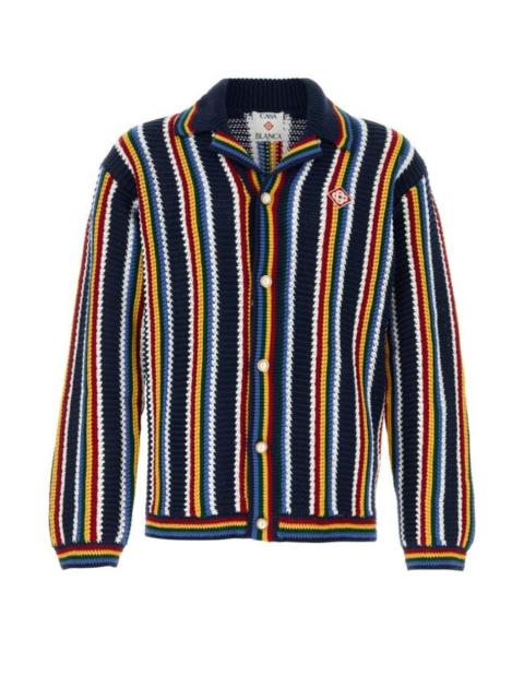 Casablanca Men Embroidered Stretch Crochet Cardigan