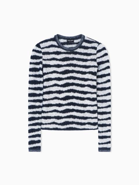 GIORGIO ARMANI CREW-NECK JUMPER IN STRIPED CASHMERE AND SILK