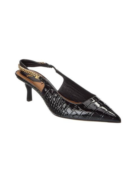 FENDI FENDI Colibri Lite Croc-Embossed Patent Slingback Pump