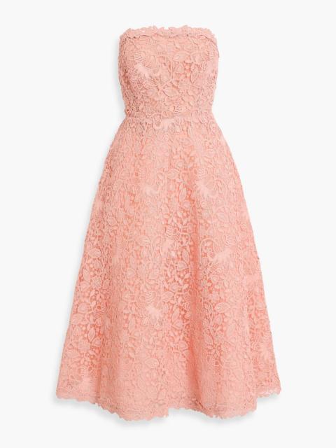 CAROLINA HERRERA Strapless guipure lace midi dress